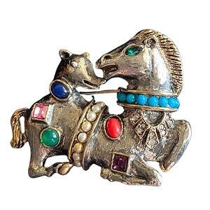 Very Rare Kenneth Jay Lane Brooch Pin KJL Mythological Horse And Hound Dual Head